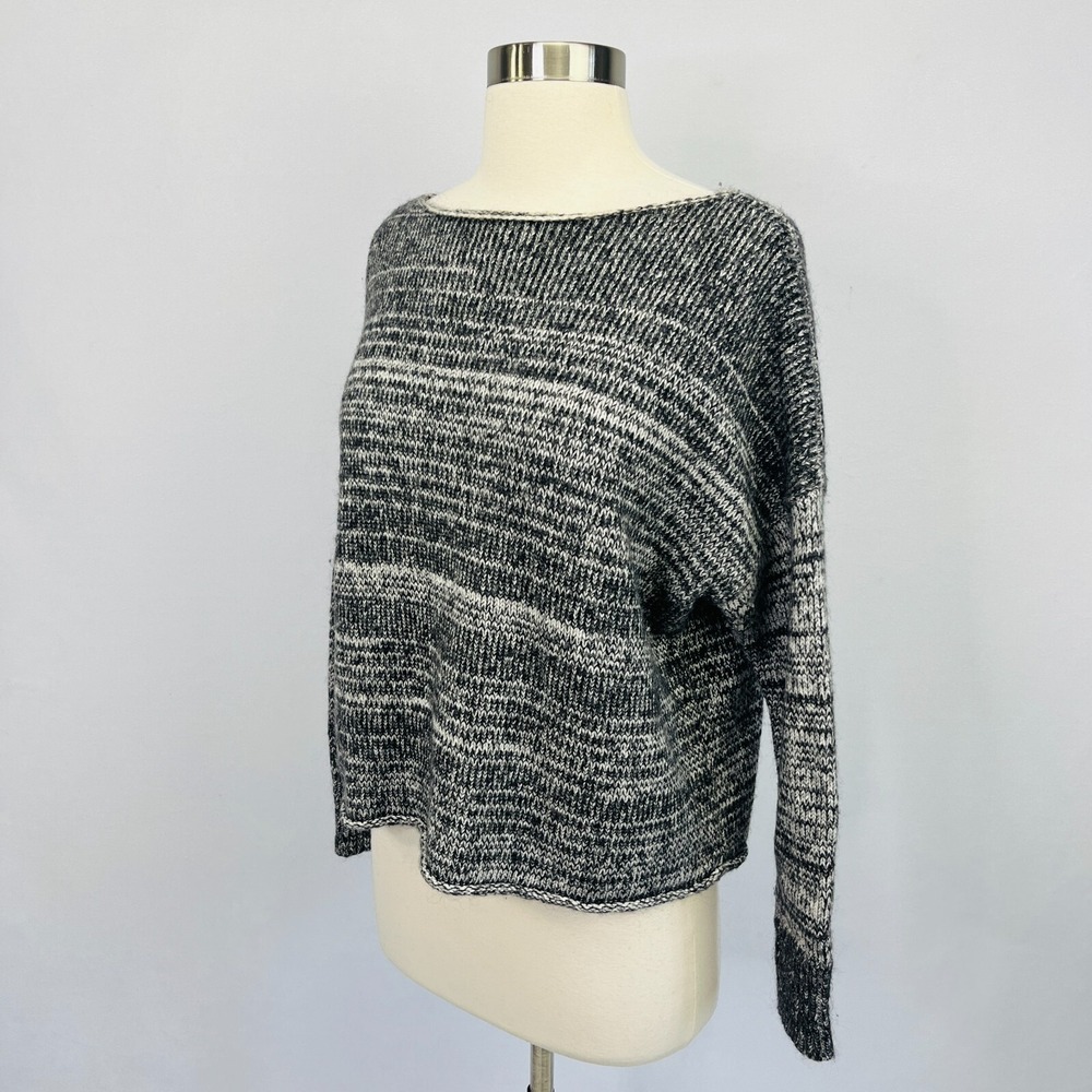 Madewell Sweater Gray YAK MOHAIR Blend Boatneck Crop Boxy Fit Women S